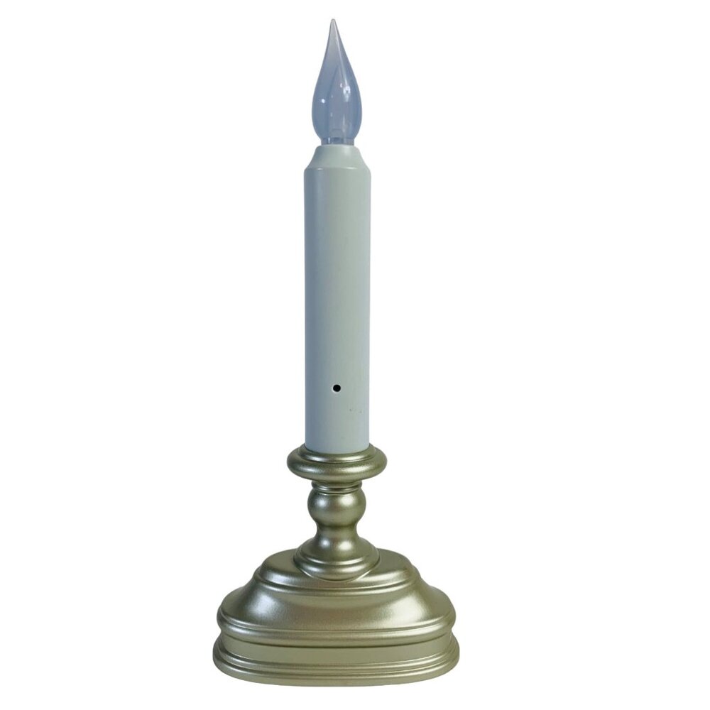 Flameless Candle Dusk to Dawn TImer Sensor Battery Pewter Color Base By Xodus